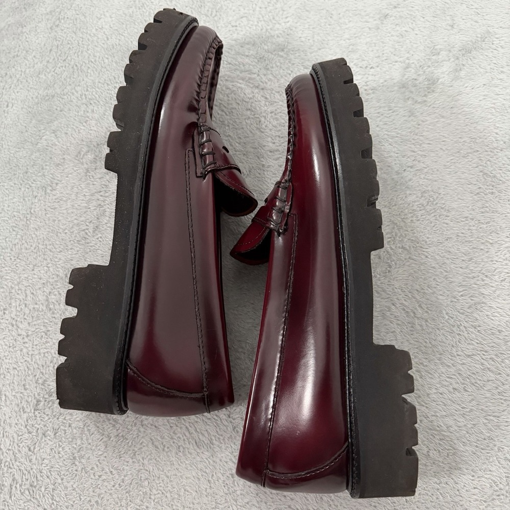 G.H. Bass Weejuns Whitney Super Lug Penny Loafers Wine Leather Womens US 9.5 M - Picture 8 of 9